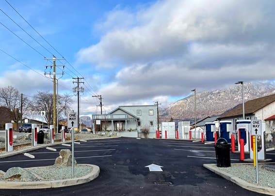 Electric vehicle charging at an Osoyoos station